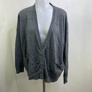 Cabi Sweater XS 637 Gray Snap Cardigan Knit‎ Cotton Oversized Long Sleeve